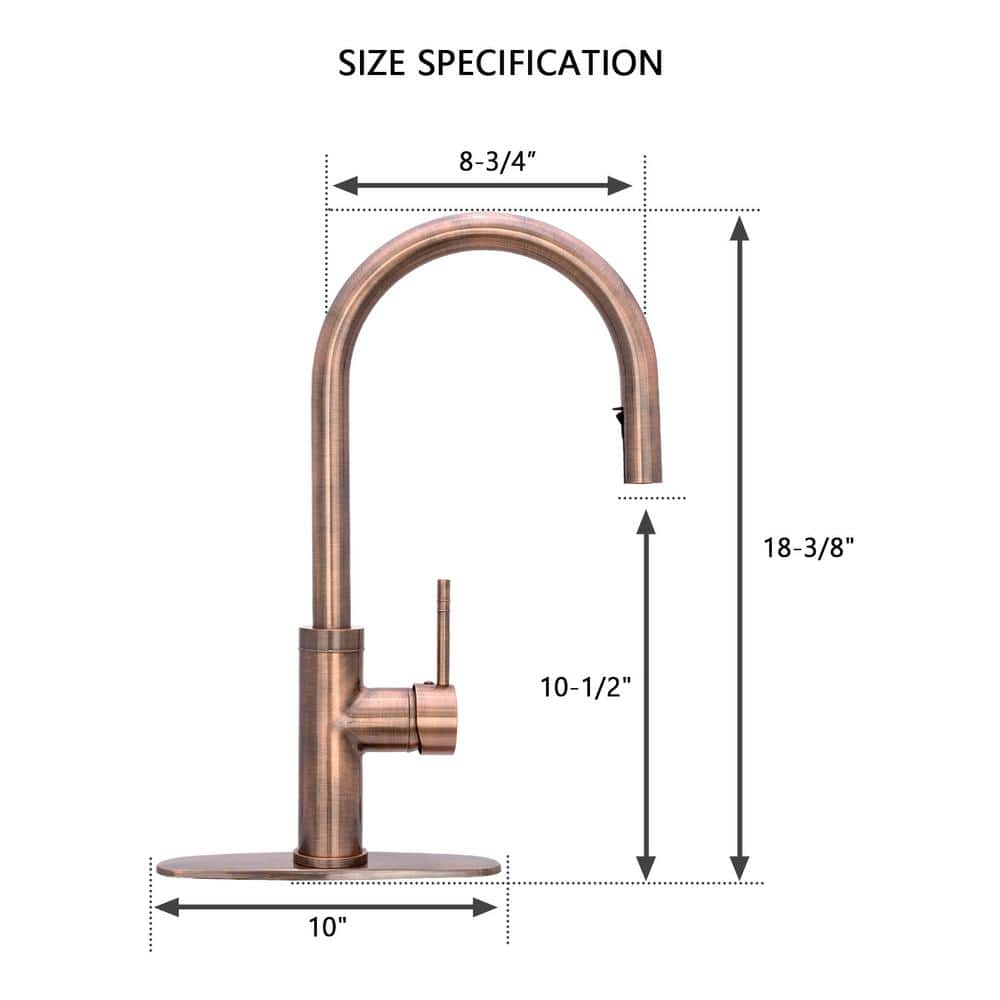 Antique Copper Brass Pull-Down Kitchen Faucet with Single Handle