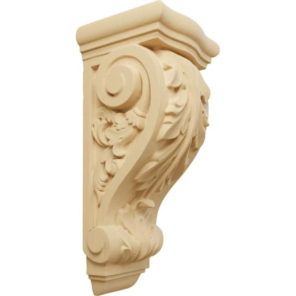 Ekena Millwork 5-1/4 in. x 4-3/4 in. x 12 in. Unfinished Alder Medium Farmingdale Acanthus Corbel