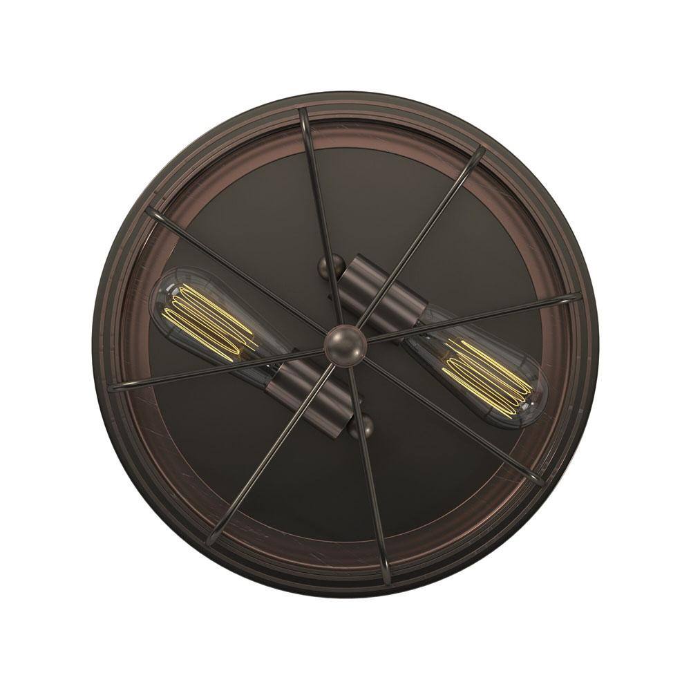Bronze and Clear Glass Drum Flushmount Ceiling Light