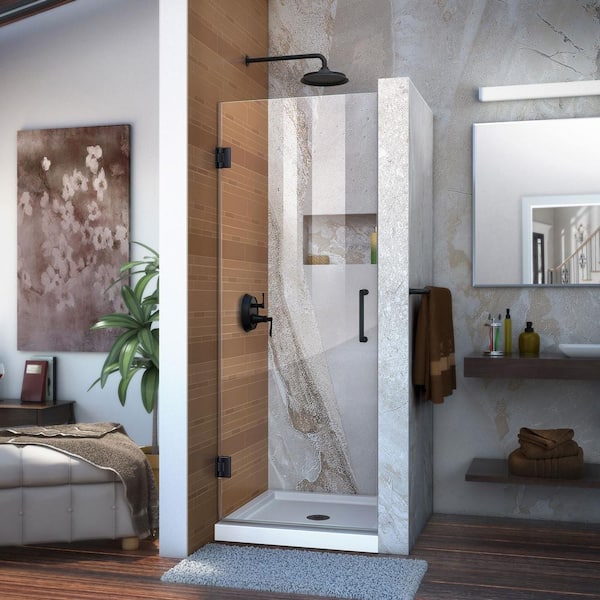 DreamLine Unidoor 25 in. x 72 in. Frameless Hinged Shower Door in Matte Black