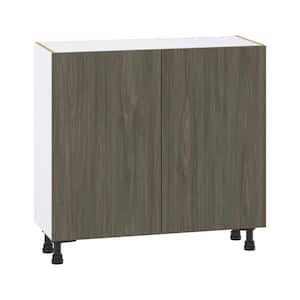 36 in. W x 14 in. D x 34.5 in. H Medora Textured Slab Walnut Assembled Shallow Base Kitchen Cabinet with 2 Doors