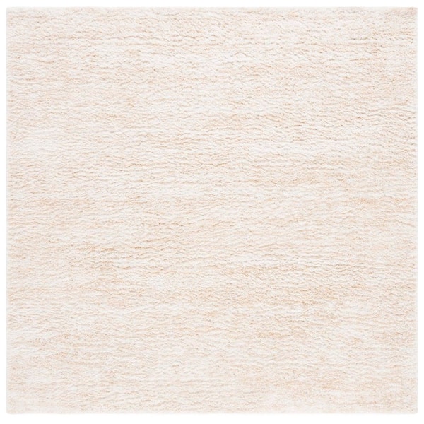 SAFAVIEH Berber Shag 5 ft. x 5 ft. Ivory/Beige 2-Toned Solid square Area Rug