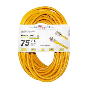 75 ft. 10-Gauge/3 Conductors SJTW Indoor/Outdoor Extension Cord with Lighted End Yellow (1-Pack)