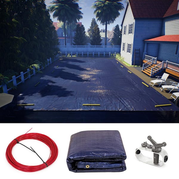 25 ft. x 45 ft. Premium Rectangular Navy Blue In Ground Winter Pool Cover with 4 ft. Overlap - 100 GSM