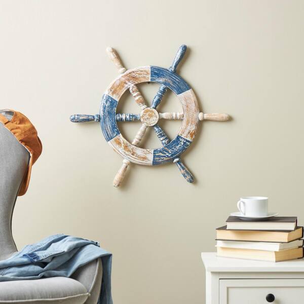 18 Inch Handcrafted Wood Wall Mount Sea Anchor and buy Rope Accent Decor; Distressed