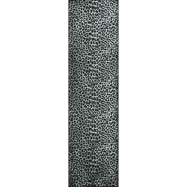 2 X 8 Black Animal Print Runner Rug