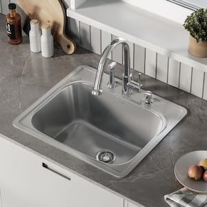 Ouvert 16-Gauge Stainless Steel 25 in. Single Bowl Drop-In Kitchen Sink