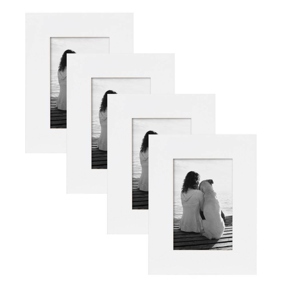 DesignOvation Museum 4 in. x 6 in. White Picture Frame (Set of 4 ...