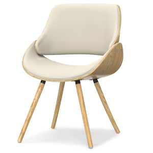 Malden Mid Century Modern Bentwood Dining Chair with Light Wood in Natural Polyester linen