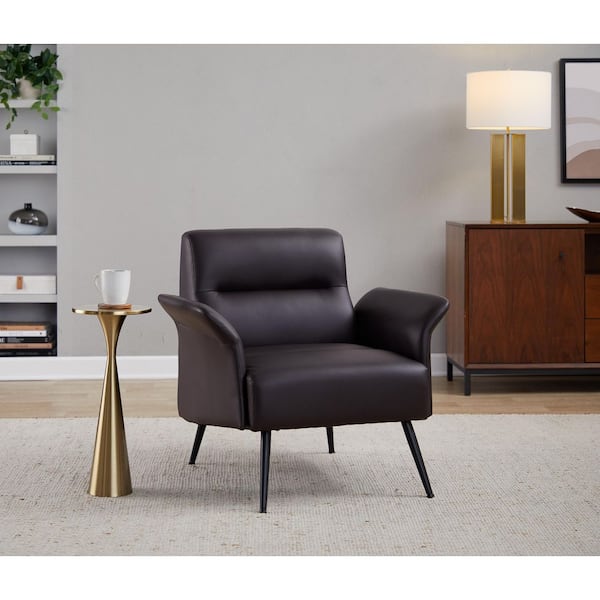 Black Faux Leather Contemporary Metal Chair Black Faux Leather Contemporary Metal Chair