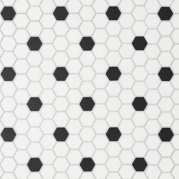 Le Cafe 10 in. x 12 in. Black and White Porcelain Mosaic Tile (8.4 sq. ft. /Case)