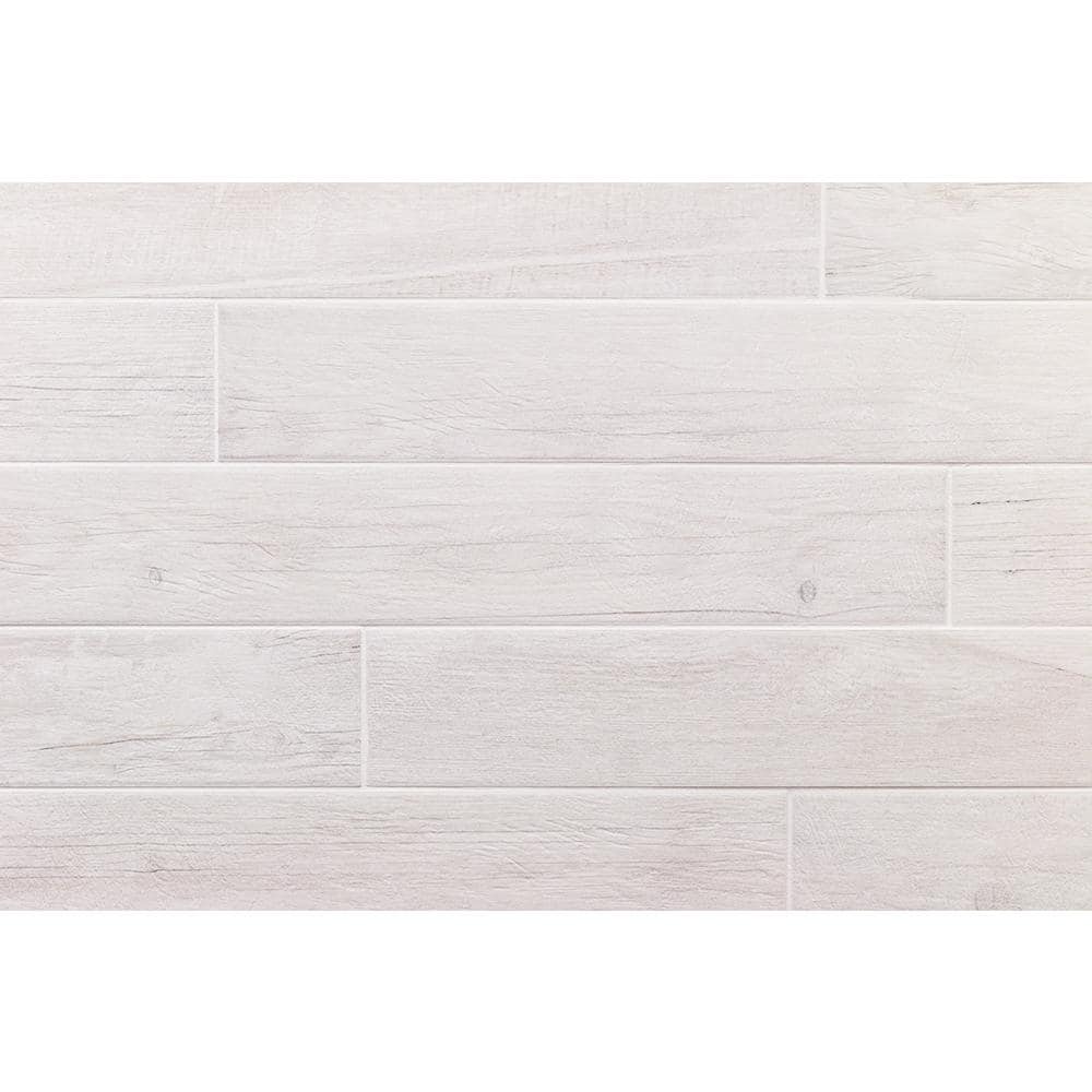 Thicket 4" x 24" White Natural Porcelain Plank Tile