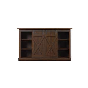 Cottonwood 54 in. Sawcut Espresso Wood TV Stand Fits TVs Up to 60 in. with Storage Doors