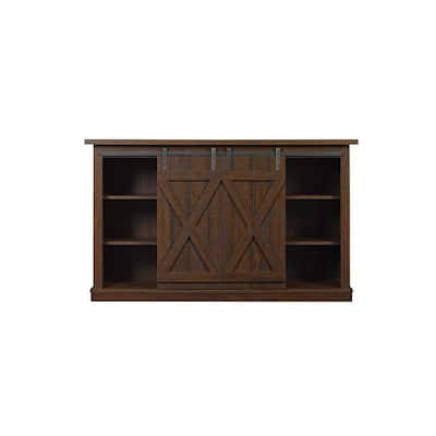 Cottonwood 54 in. Sawcut Espresso Wood TV Stand Fits TVs Up to 60 in. with Storage Doors