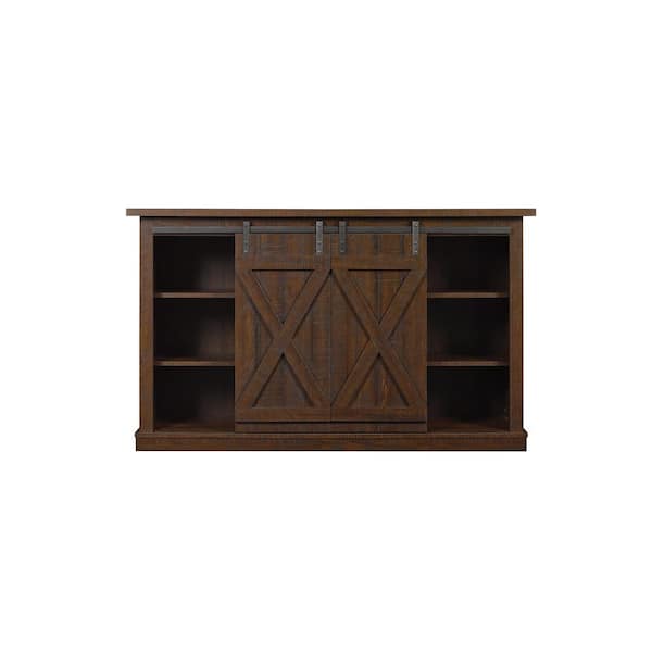 Bell'O Cottonwood 54 in. Sawcut Espresso Wood TV Stand Fits TVs Up to 60 in. with Storage Doors