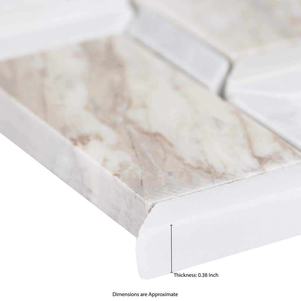 Angora Polished Marble Beveled Mosaic Tile Sheet