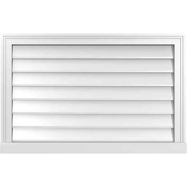 Ekena Millwork 34" x 22" Rectangular White PVC Paintable Gable Louver Vent Non-Functional