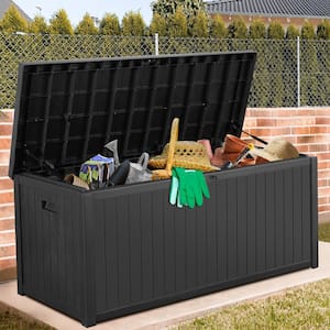 Large 49 in. Length Black Plastic Outdoor Storage Ottoman