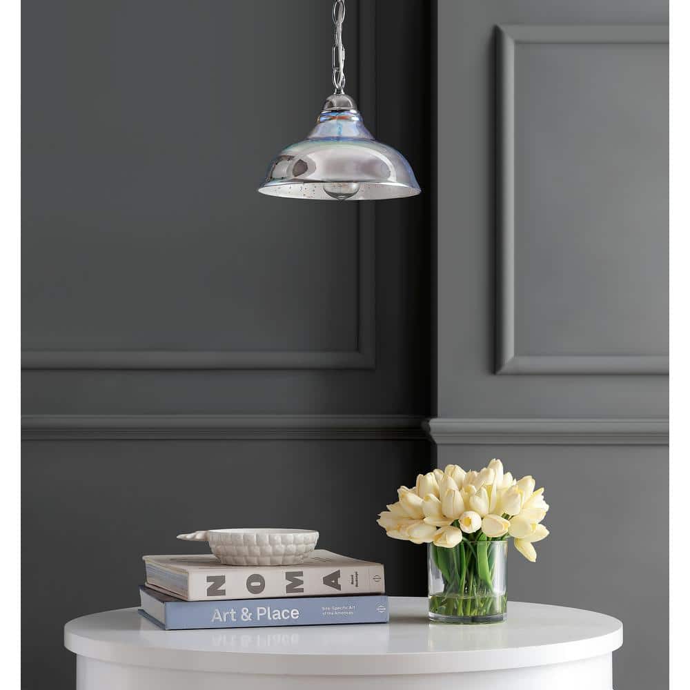 Nora 9.75" Chrome Polished LED Mini Drum Pendant with Clear Glass