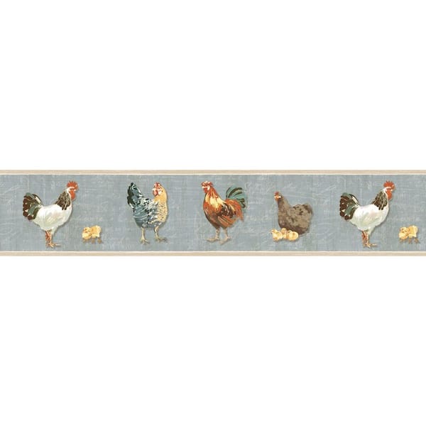 Chesapeake Bailey Sky Rooster & Script Sky Wallpaper Border