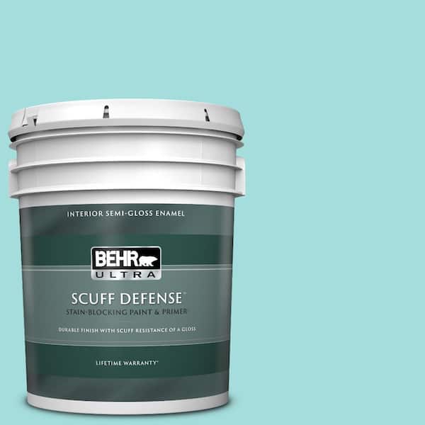 BEHR ULTRA 5 gal. #500A-3 Aqua Spray Extra Durable Semi-Gloss Enamel Interior Paint & Primer