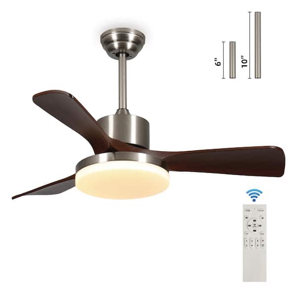 42 in. Smart Indoor Silver Ceiling Fan with 3-Colors LED Light and Dimmer and DC Reversible and APP/Remote Control