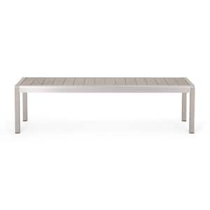 Cape Coral 16 in. 3- Person Silver Aluminum Outdoor Dining Bench