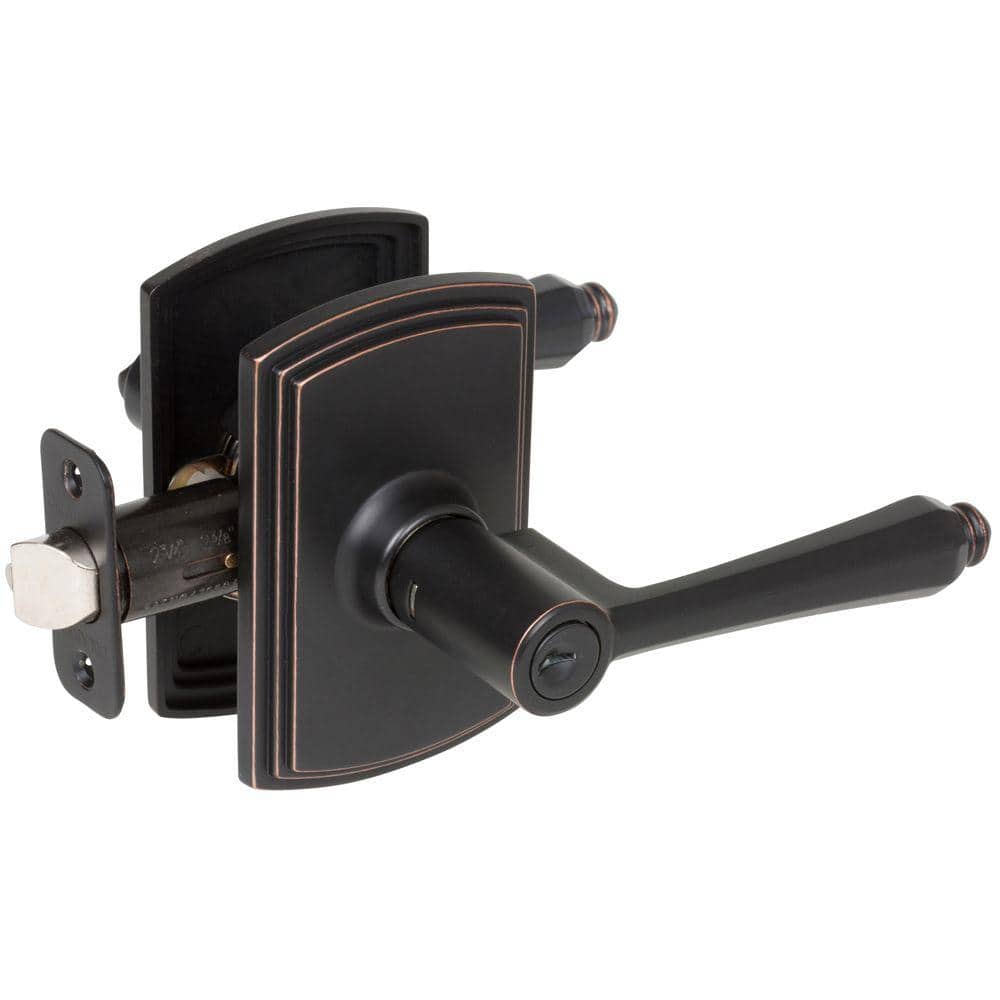 Italian Collection Florini Edged Bronze Keyed Entry Door Handle