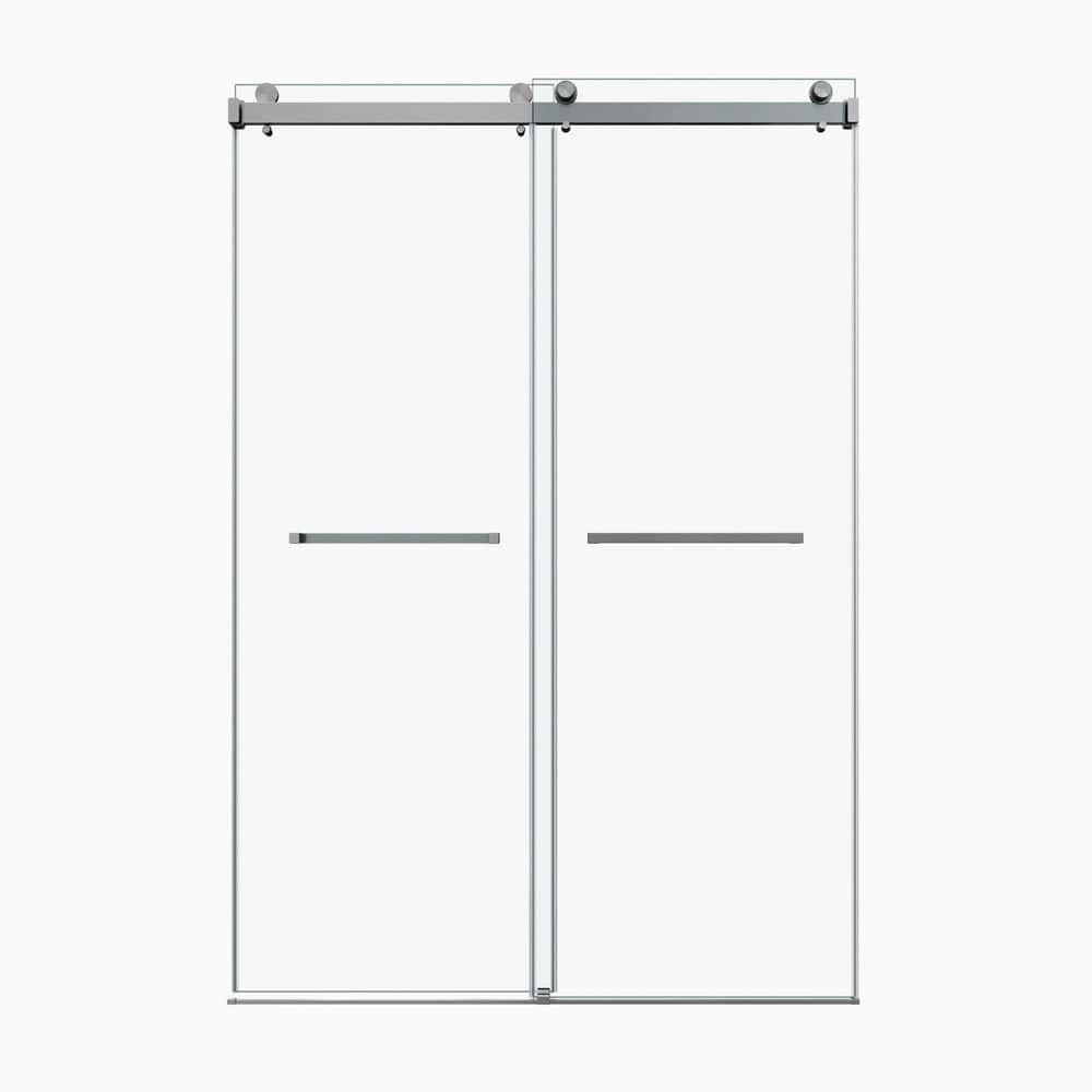 66 in. W x 76 in. H Frameless Double Sliding Shower Door in Brushed Nickel with Clear Tempered Glass and Leak-Free price history on PriceWatchPro