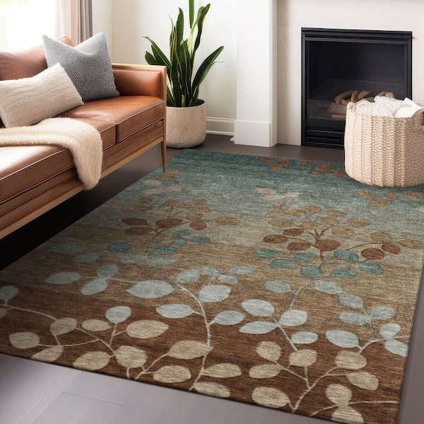 Chantille Machine Washable Indoor/Outdoor Abstract ACN1900 Mocha 8 ft. x 10 ft. Accent Rug