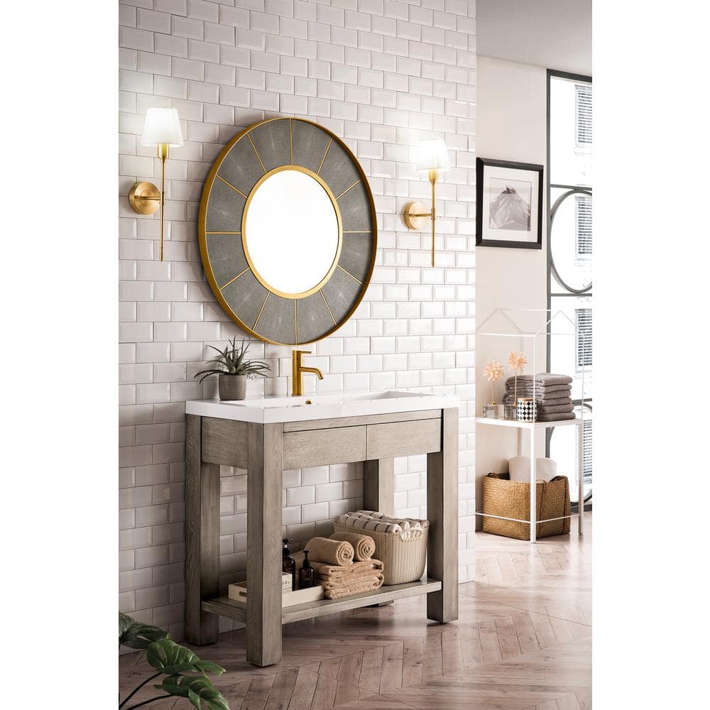 Platinum Ash 39" Freestanding Single Vanity with Mineral Composite Top