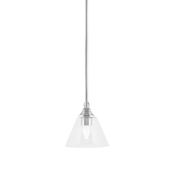 Unbranded Sparta 100-Watt 1-Light Chrome Shaded Pendant Light Mini Pendant with Clear Bubble Glass and No Bulb Included
