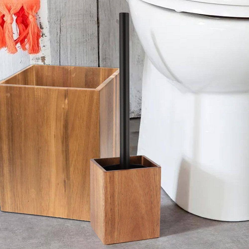 Acacia Wood Square Waste Basket for Bathroom/Bedroom - 2 Gallons