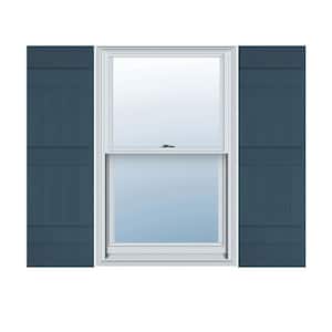 14 in. W x 59 in. H Vinyl Exterior Joined Board and Batten Shutters Pair in Classic Blue