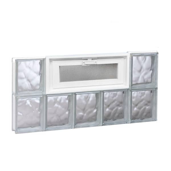 Clearly Secure 28.75 in. x 15.5 in. x 3.125 in. Frameless Wave Pattern Vented Glass Block Window