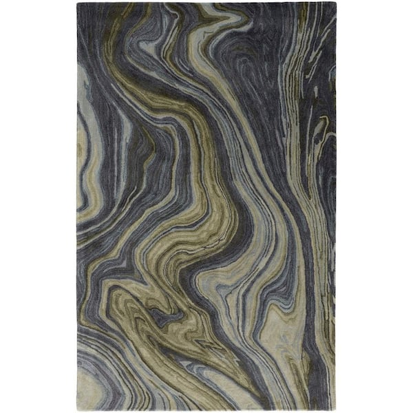 Blue and Green 5 ft. x 8 ft. Abstract Area Rug
