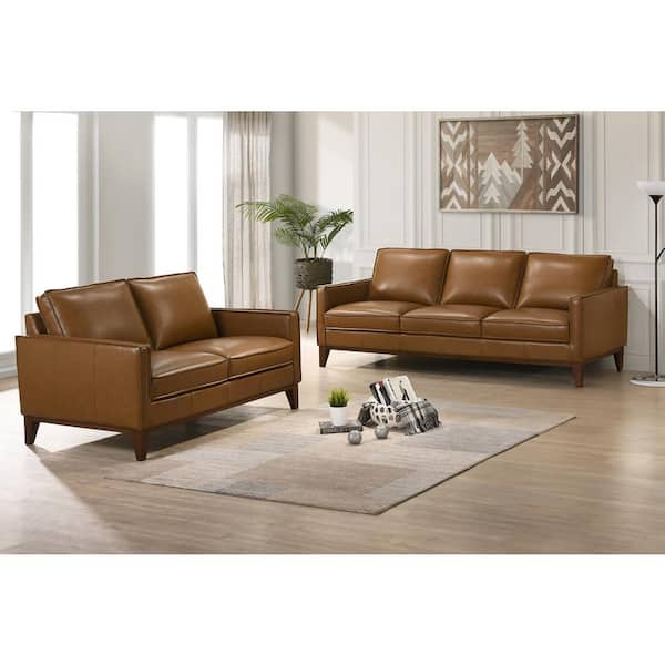 New Classic Furniture Caspar 2-Piece Caramel Leather Living Room Set