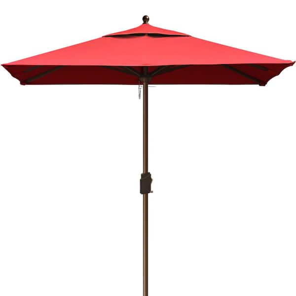 Terracemaster USA 6 ft. x 6ft. 10-Year-Non-Fading Sunumbrella Square Market Umbrella Patio Outdoor Table Umbrella Logo Red