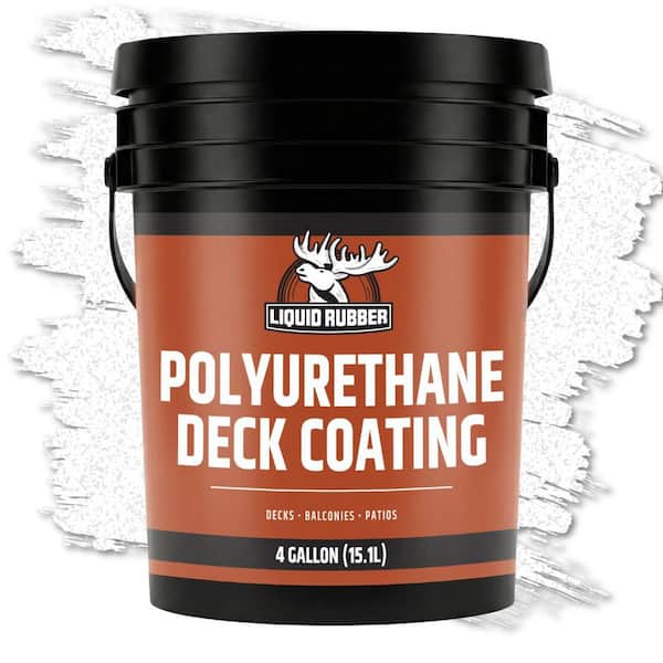 Polyurethane Deck Coating 4 Gal. 10x Stronger than Paint - Sealant for Pool Decks, Patios, Porches - Textured White
