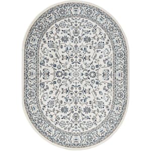 Madison Floral Cream 5 ft. x 8ft. Oval Indoor Area Rug