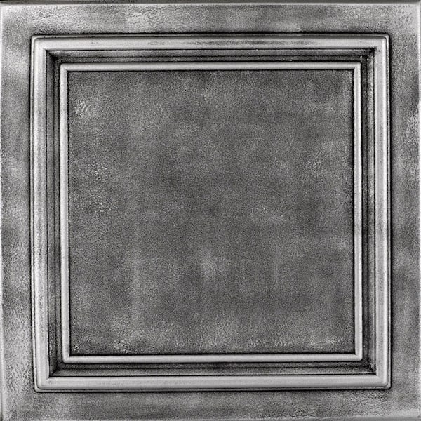 Line Art Antique Silver 1.6 ft. x 1.6 ft. Decorative Foam Glue Up Ceiling Tile (259.2 sq. ft. /case)