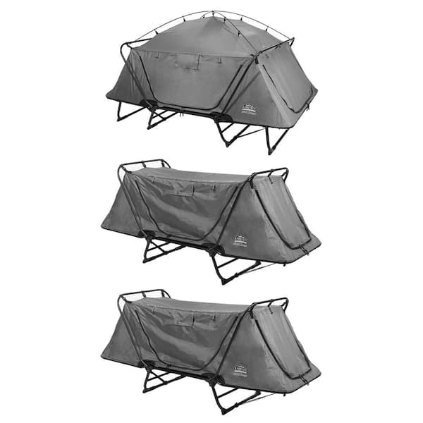 Kamp-Rite Portable Double Tent Cot, Chair, and Tent for 2 Campers, Gray (3-Pack)