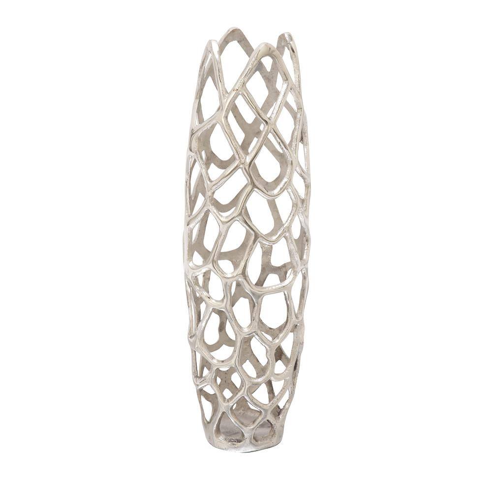 Silver Coral Open Design Aluminum Floor Vase