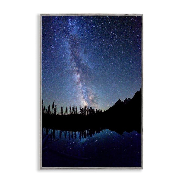 Stupell Industries Nebula Reflection in Lake by Royce Bair Gray Framed Nature Giclee Art Print 18 in. x 12 in.
