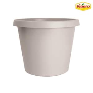 16 in. Antonella Large Cottage Stone Plastic Planter (16 in. D x 12.8 in. H) with Drainage Hole