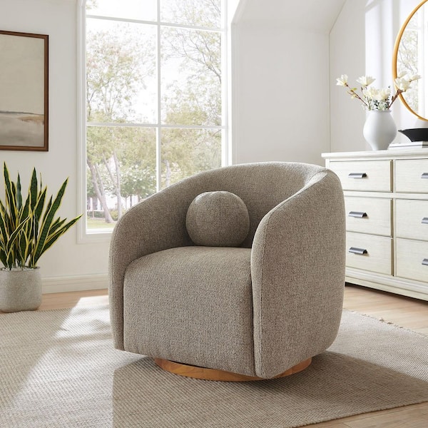 Holland Curved Swivel Armchair in Taupe