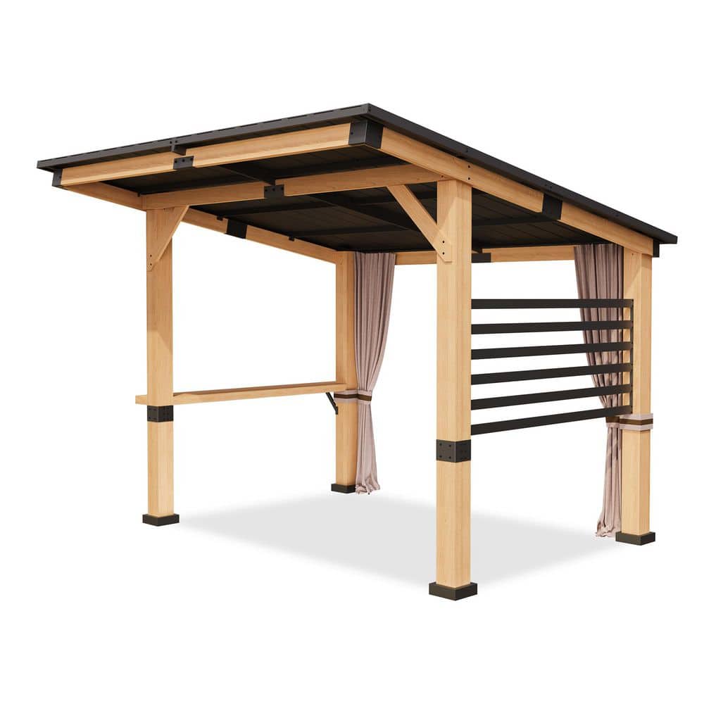 12 ft. x 20 ft. Wood Frame Hardtop Outdoor Patio Gazebo with Privacy Curtain and Galvanized Steel Roof price history on PriceWatchPro