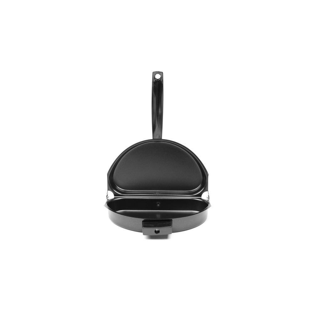 Black Aluminum Non-Stick Folding Omelet Pan with Lid