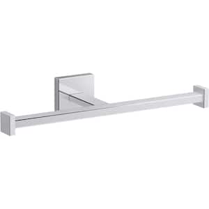 Square Double Toilet Paper Holder in Polished Chrome