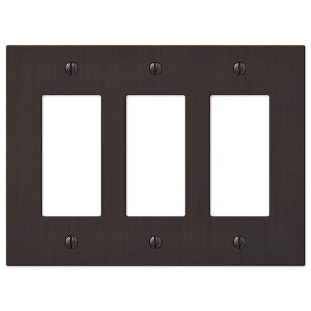 Aged Bronze Triple Rocker Cast Metal Wallplate